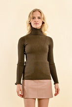 Load image into Gallery viewer, Ribbed Knit Turtleneck Sweater - Dark Red or Khaki
