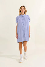 Load image into Gallery viewer, Pinstriped Shirt Dress - Navy/White
