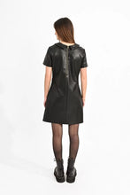 Load image into Gallery viewer, Peter Pan Collar Faux Leather Dress - Black
