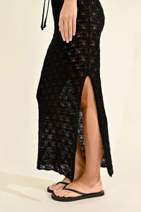 Crochet Knit Skirt - Black