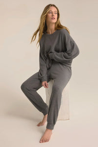 Take It Easy Rib Jogger - Charcoal Heather