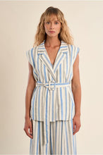 Load image into Gallery viewer, Striped Sleeveless Blazer - Blue/Natural (Style #LA1888EP)
