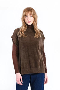 Fuzzy Poncho Sweater - Brown