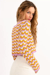 Fancy Knit Sweater - Lilac/Gold/Cream