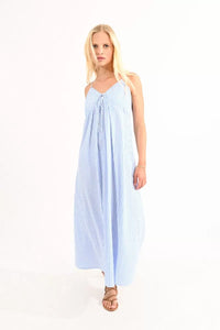 Striped Maxi Bow Back Dress - Blue /White Stripes