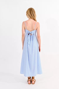 Striped Maxi Bow Back Dress - Blue /White Stripes