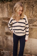 Load image into Gallery viewer, Polo Style Sweater - Navy / Off White
