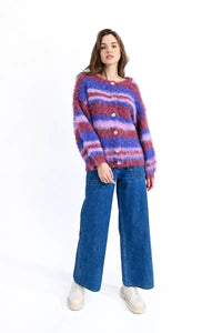 Cocoon Stripe Sweater - Pink/Purple Multi
