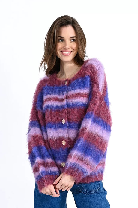 Cocoon Stripe Sweater - Pink/Purple Multi