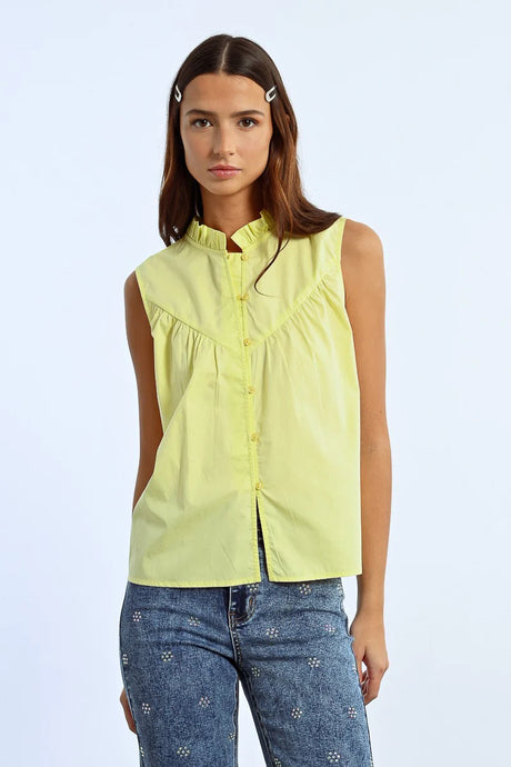 Ruffle Collar Blouse - Yellow