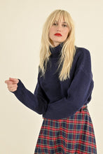 Load image into Gallery viewer, Soft Turtleneck&nbsp;Knit Sweater - Navy Blue
