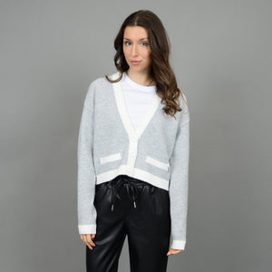 Posy Cardigan - Greg w/ Ivory Contrast