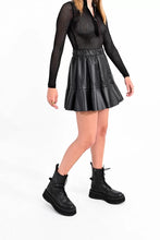 Load image into Gallery viewer, Vegan Leather Skate Skirt- black
