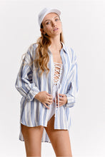 Load image into Gallery viewer, Striped Beach Shirt Blue/White
