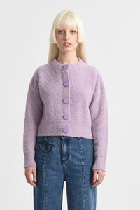 Crunch Knit Cardigan Sweater - Lilac