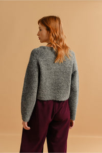 Cropped Pullover Sweater - Dark Ash Grey