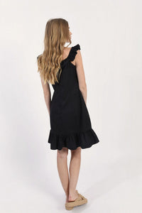 Sleeveless Ruffle Dress - Black
