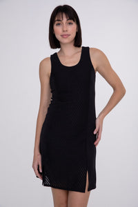 Striped Mesh Tennis Dress - Black