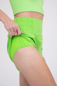 Athleisure High Waist Split Shorts - Bright Green or Royal Blue