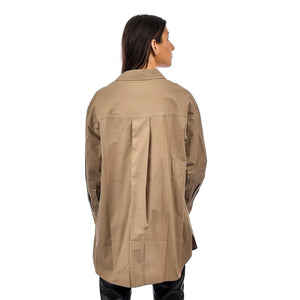 Addison Poplin Oversized Collared Shirt - Dune