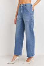 Load image into Gallery viewer, High Waisted  Wide Leg  Ankle Length  Cargo Pockets Medium Wash
