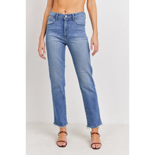 Load image into Gallery viewer, High Rise Clean Straight w/ Hem Threads Med Wash
