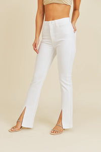 HR Front Slit Flare Jeans Optic White