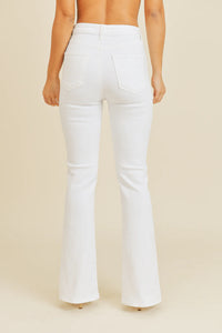 HR Front Slit Flare Jeans Optic White