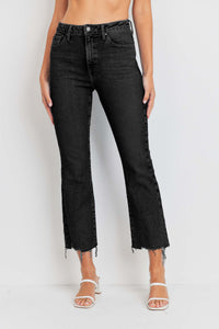 Vintage Cropped Flare Jeans  Washed Black