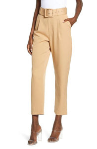 High Waist Belted Trouser - Off White or Tan