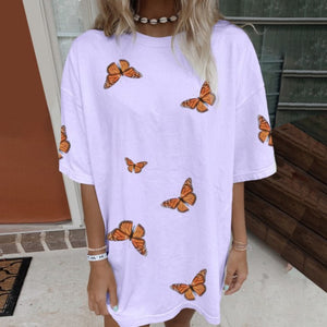 Monarch Butterfly Oversized Graphic T White