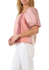 Color Block Cotton Top - Multi Pink