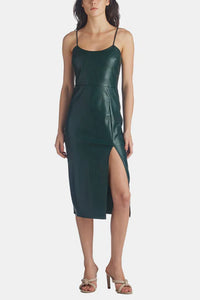 Connor Faux Leather Dress - Forest Green