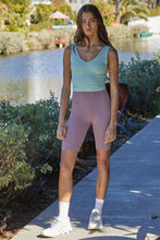 Load image into Gallery viewer, What&#39;s the Scoop UV Brami  Seamless Finely Ribbed UV Neck Crop Tank Brami - Creamy Mint
