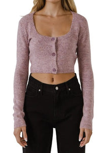 Crop Sweater Knit Cami Cardigan ComboCrop Sweater Knit Cami Cardigan Combo Dusty Purple
