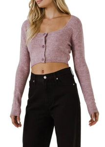 Crop Sweater Knit Cami Cardigan Combo Dusty Purple
