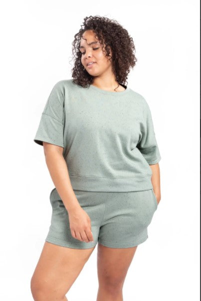 Curvy Sprinkle Lounge Shorts Set Sage