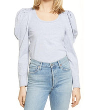 Load image into Gallery viewer, Pleated Puff Sleeve Knit Top Heather Grey

