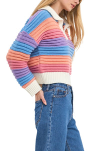 Sherbet Striped Sweater - Multi stripe/White