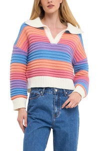 Sherbet Striped Sweater - Multi stripe/White