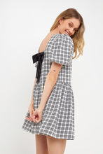 Load image into Gallery viewer, Gingham Bow Back Mini Dress - Black / White

