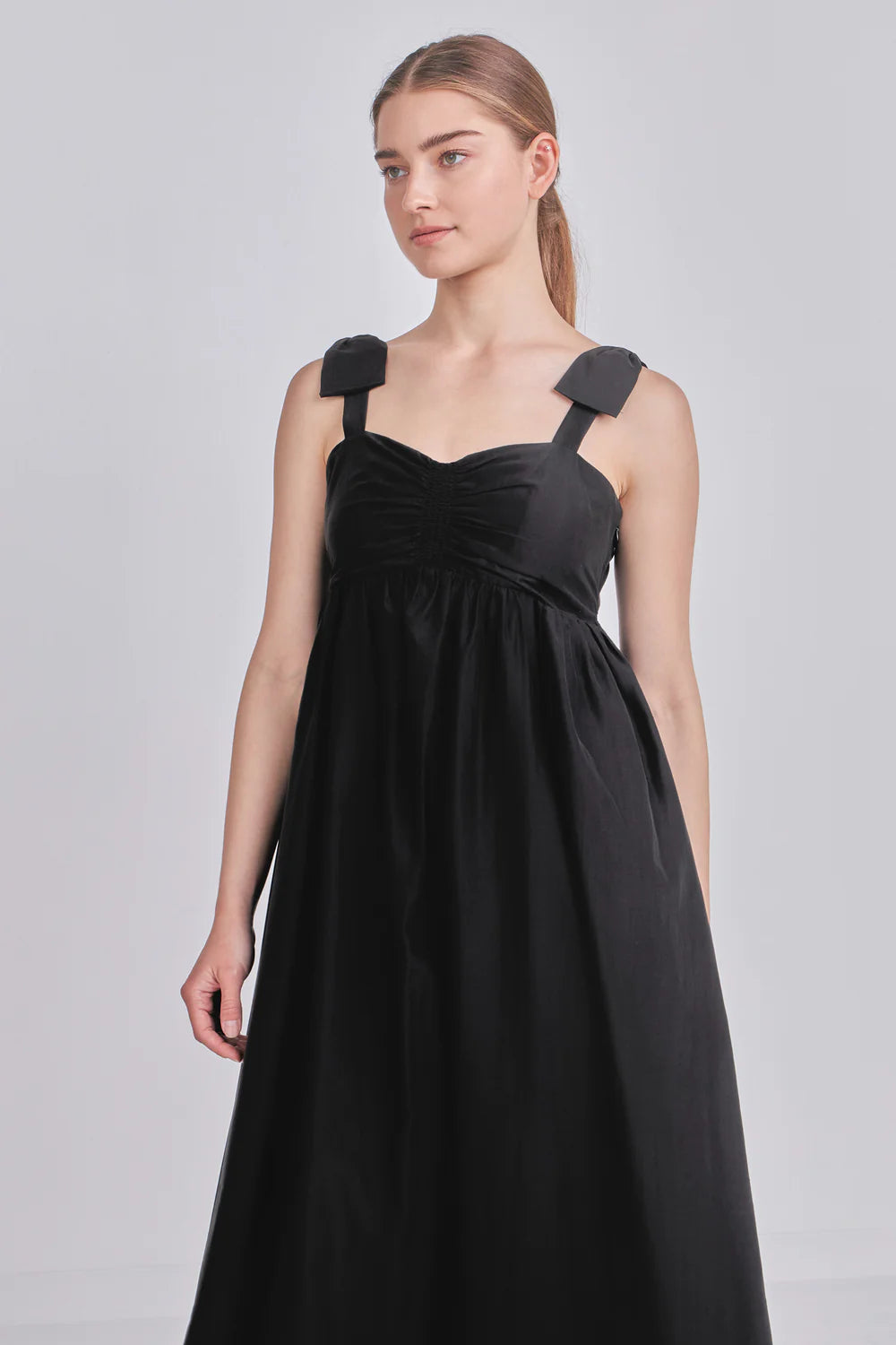 Bow Accent Maxi Dress - Black