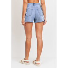 Load image into Gallery viewer, HR Distressed Tomgirl Shorts  Light Wash
