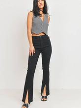 Load image into Gallery viewer, HR Front Slit Flare Jeans  Black
