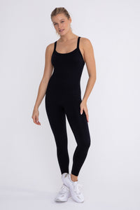 Full Length Seamless Unitard Jumpsuit - Black