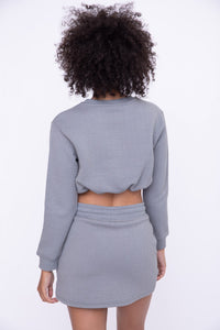 Quilted Bubble Cropped Sweatshirt - Moon Mist