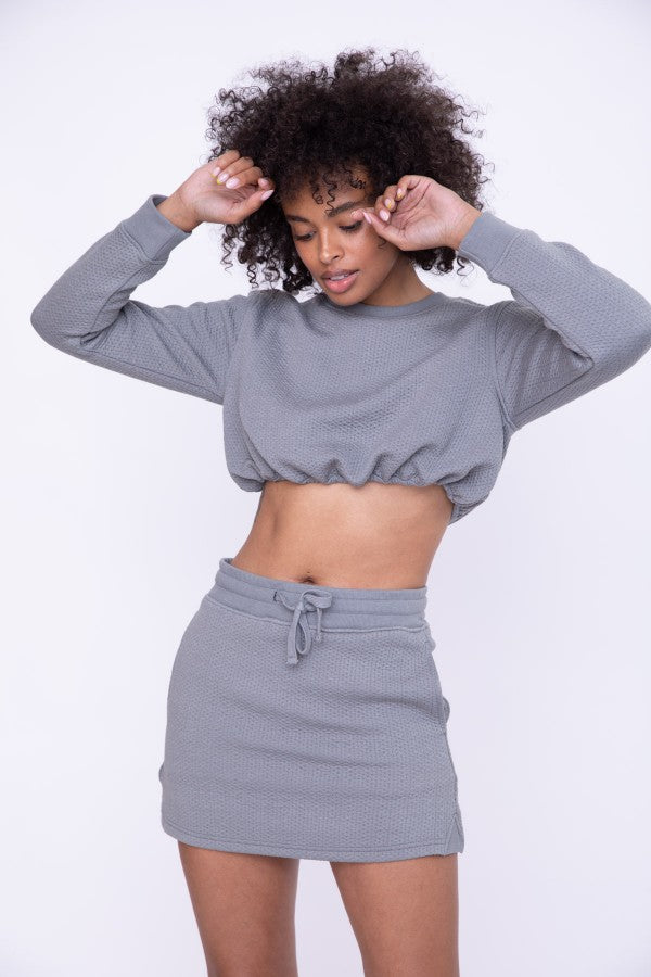 Quilted Bubble Cropped Sweatshirt - Moon Mist