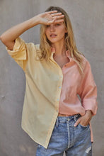 Load image into Gallery viewer, Lemonade Breeze Button Down - Yellow / Pink Multi Colorblock
