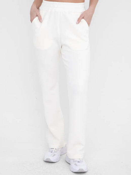 Modal Blend High Waist Pants - Cream