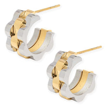 Load image into Gallery viewer, Rolly Two Tone Baby Hoop Earrings 
